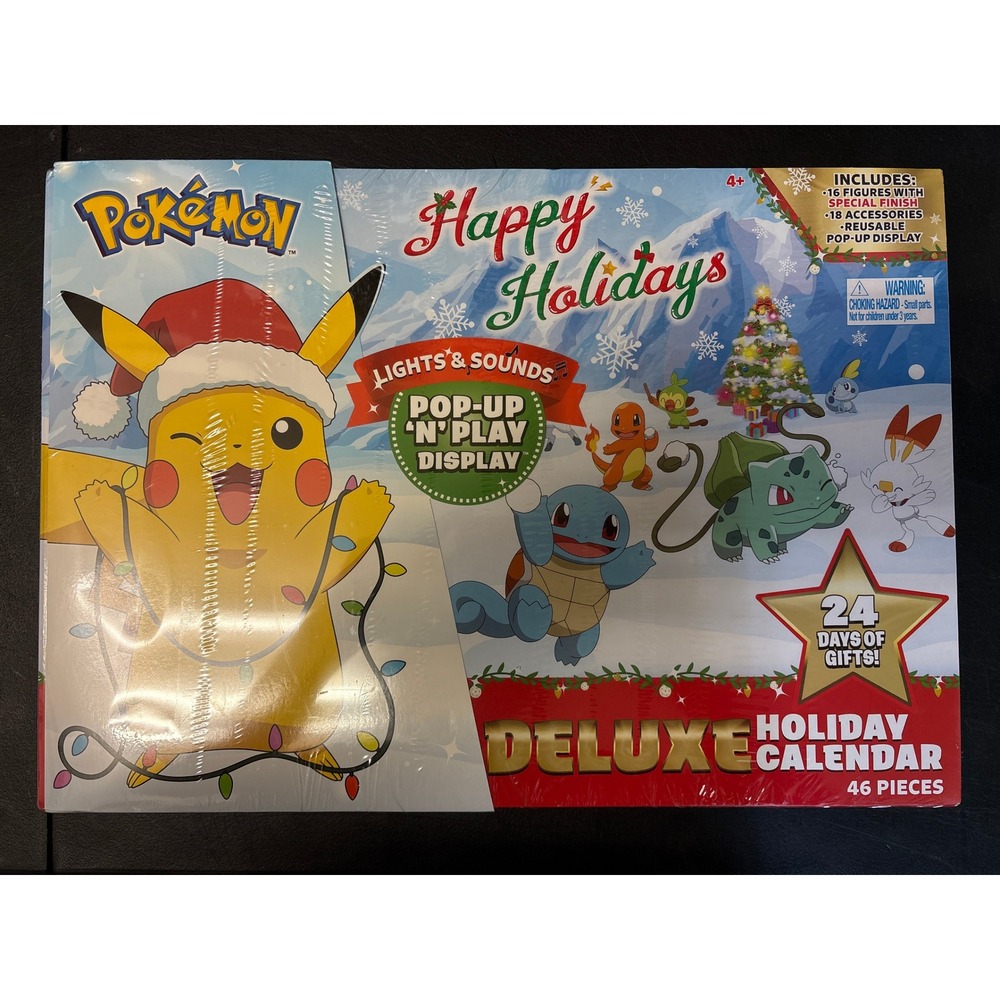Pokemon Deluxe Holiday Calendar Lights Sounds‎ Pop Up N Play Display 46 Pieces